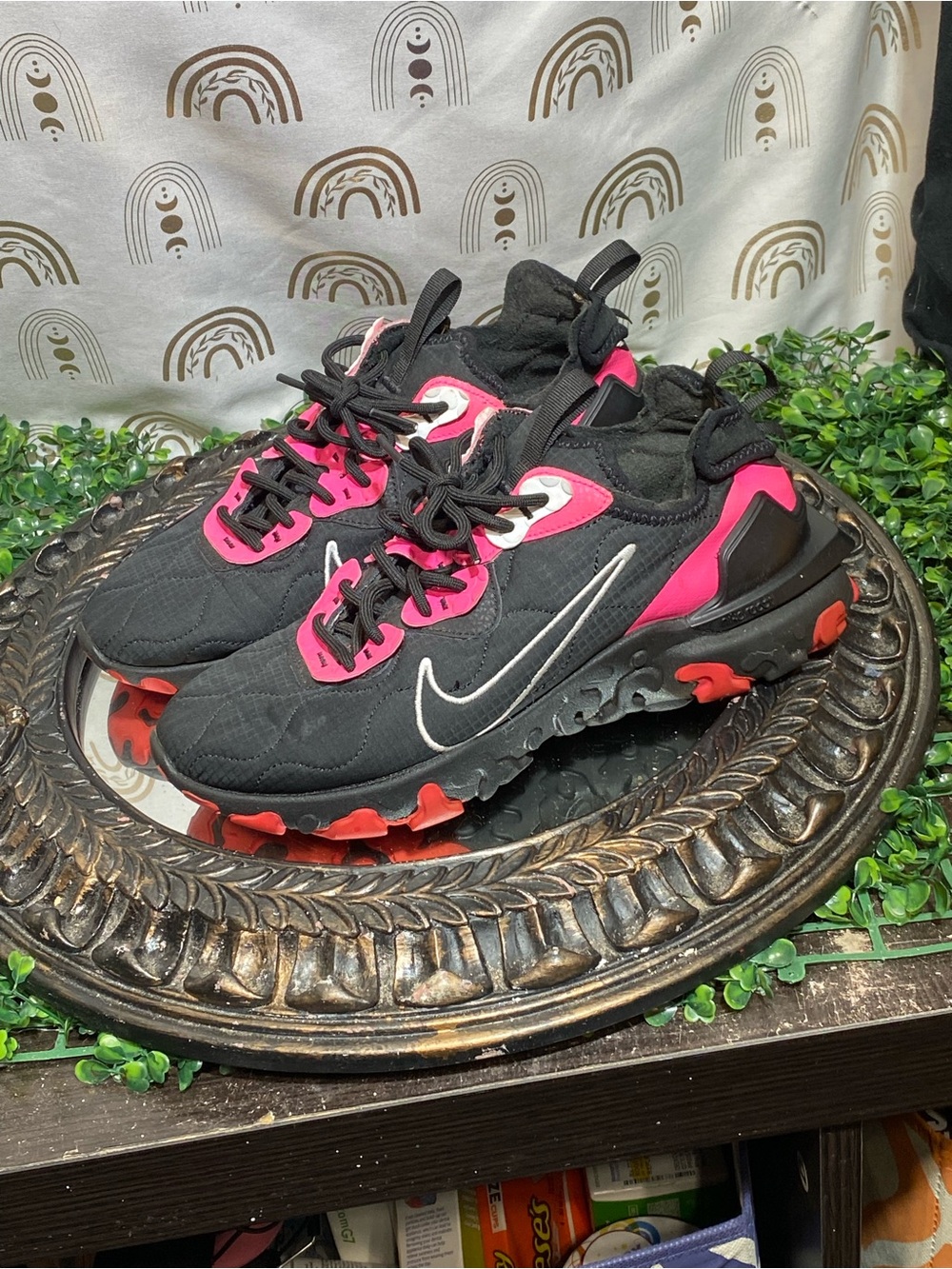 Nike Black Hot Pink and Red Women's Athletic Shoes